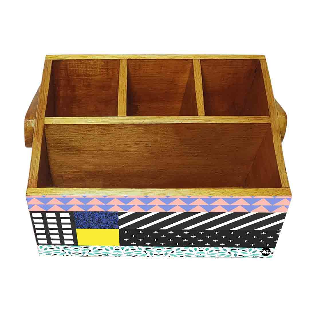 Kitchen Spoon Holder for Dining Table Organizer With Handle - Box Pattern - Image 4