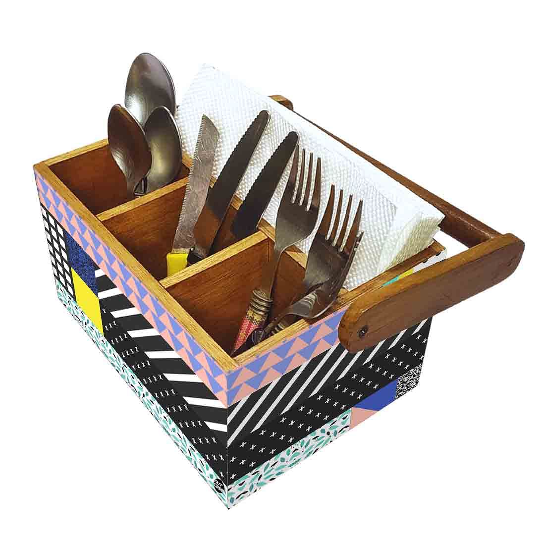 Kitchen Spoon Holder for Dining Table Organizer With Handle - Box Pattern - Image 6