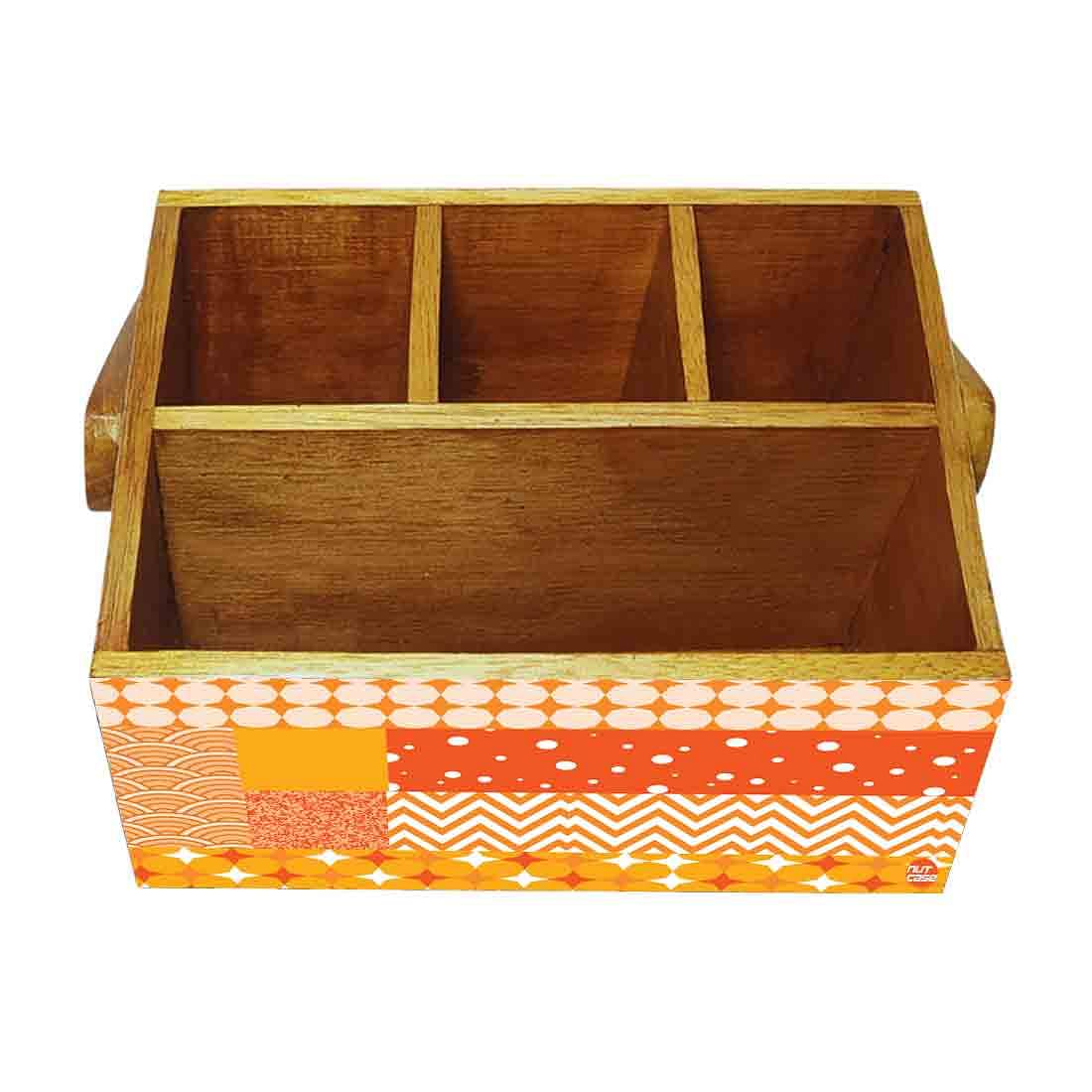 Tissue and Cutlery Holder for kitchen Organizer With Handle - Box Pattern - Image 4