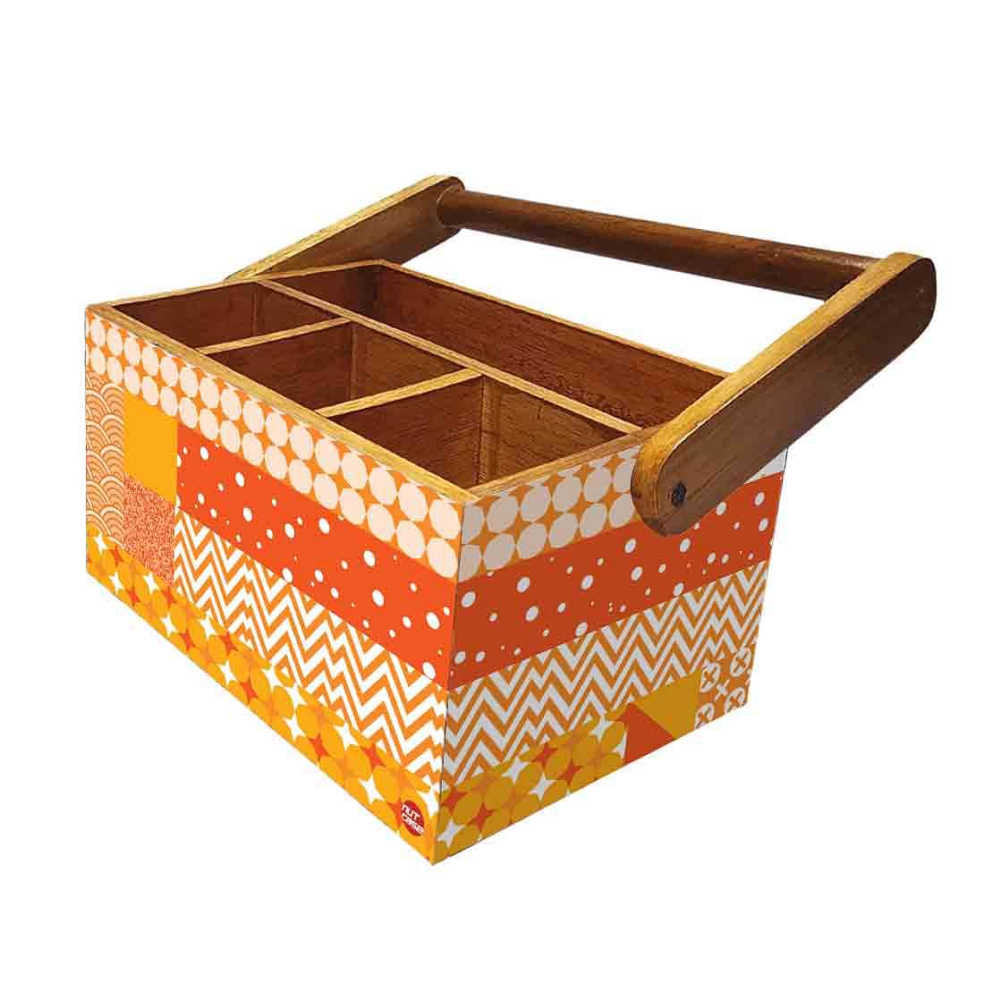 Tissue and Cutlery Holder for kitchen Organizer With Handle - Box Pattern - Image 5