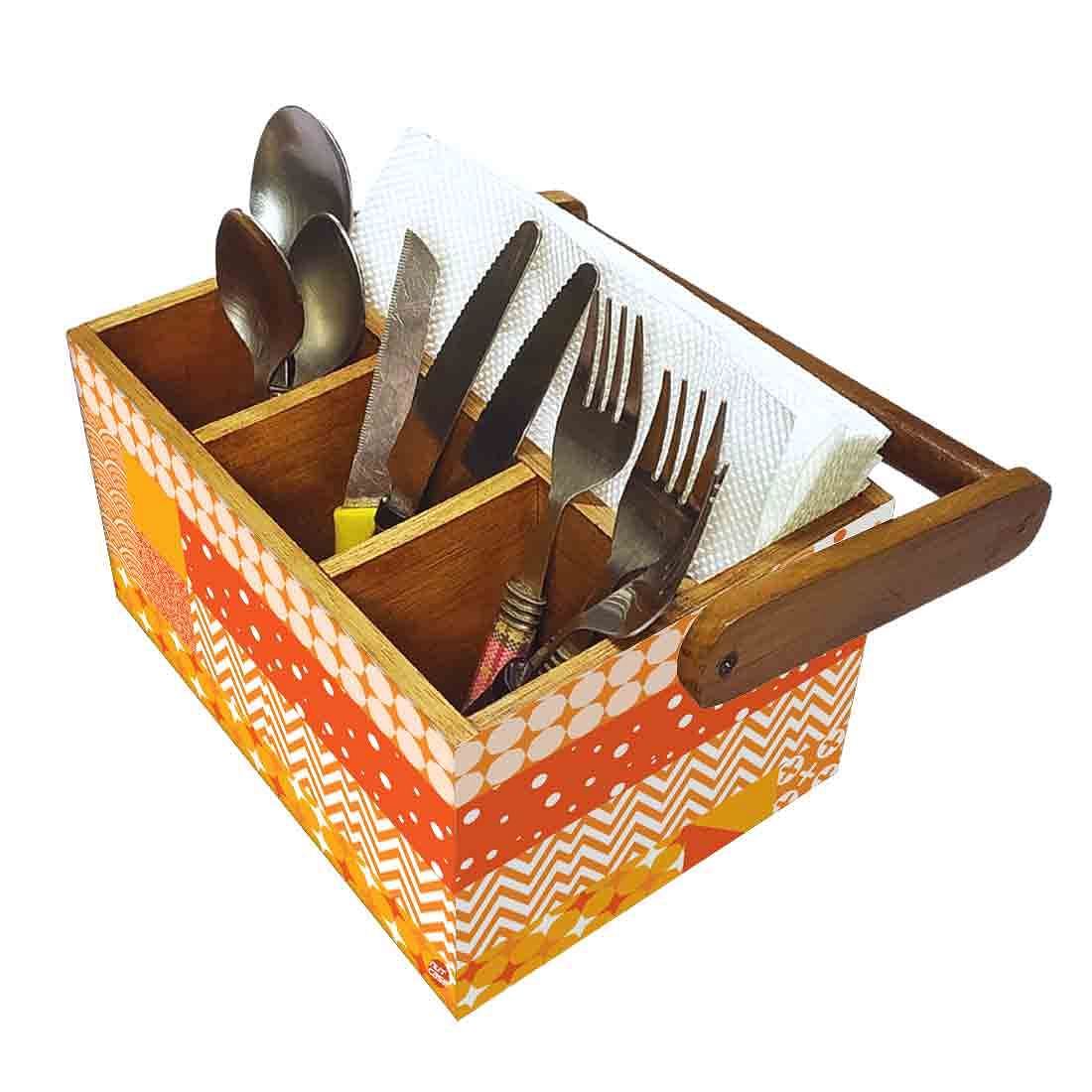 Tissue and Cutlery Holder for kitchen Organizer With Handle - Box Pattern - Image 6
