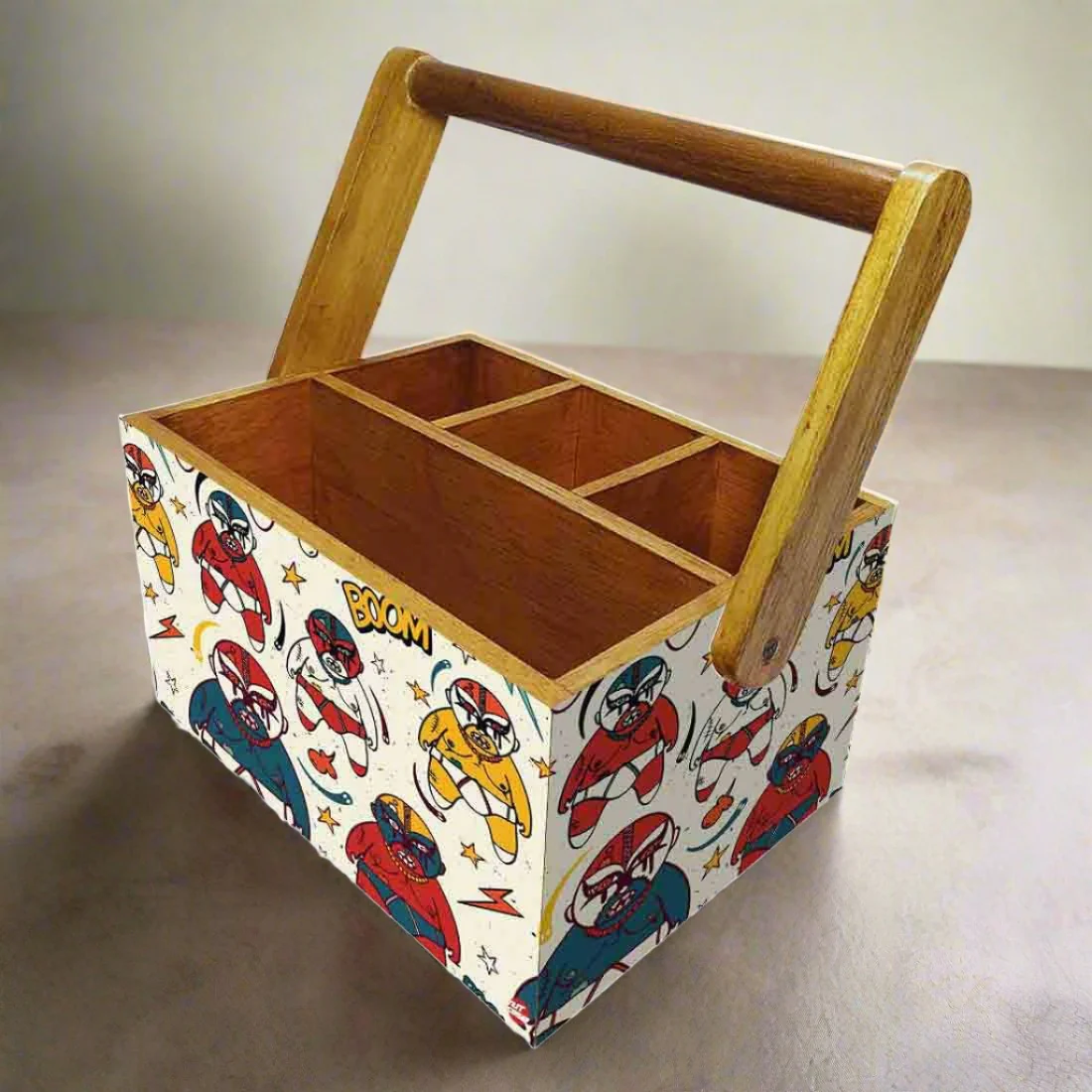 Wooden Cutlery Rack for Dining Table With Handle Napkin Stand - Boom