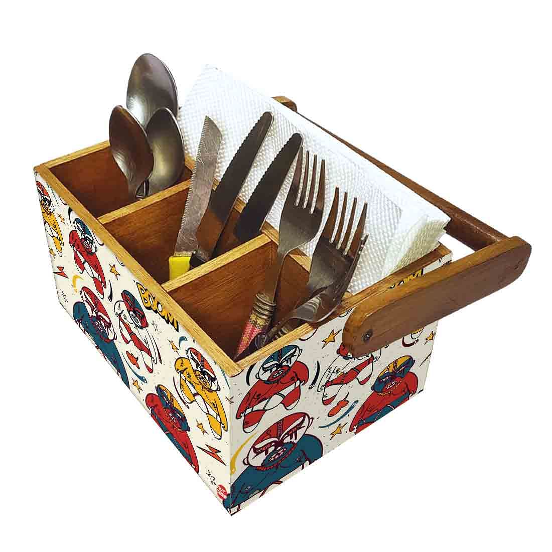 Wooden Cutlery Rack for Dining Table With Handle Napkin Stand - Boom - Image 6