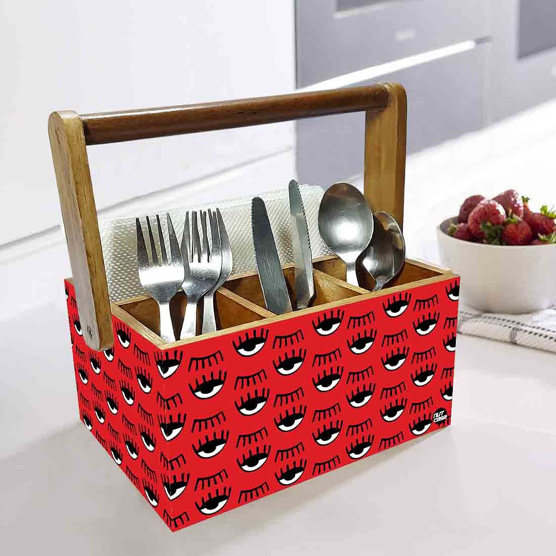 Cutlery Stand for kitchen Big Size Holder With Handle - Black Eyes - Image 2