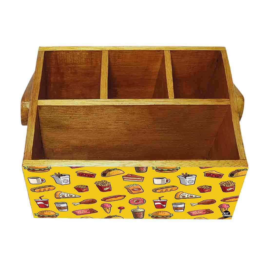 Small Cutlery Holder With Handle Napkin Spoons Knives Stand - Hunger Food - Image 4