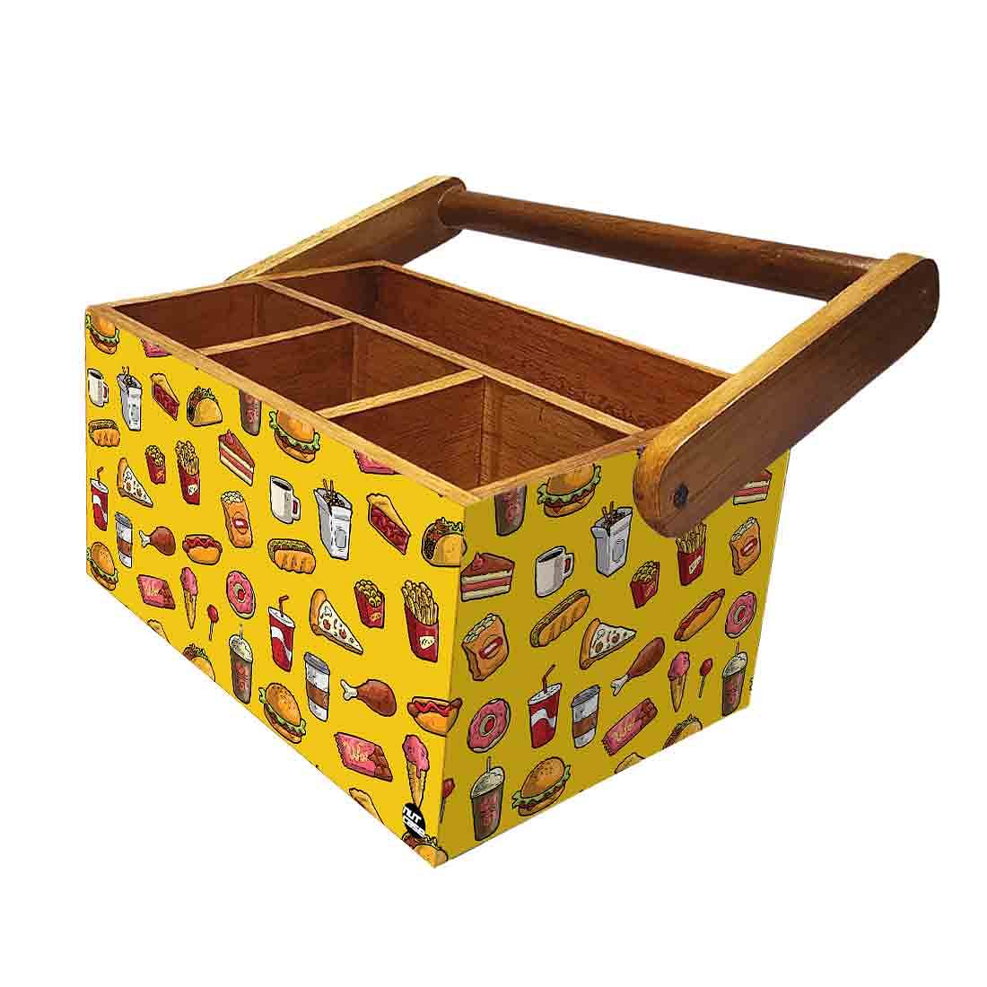 Small Cutlery Holder With Handle Napkin Spoons Knives Stand - Hunger Food - Image 5