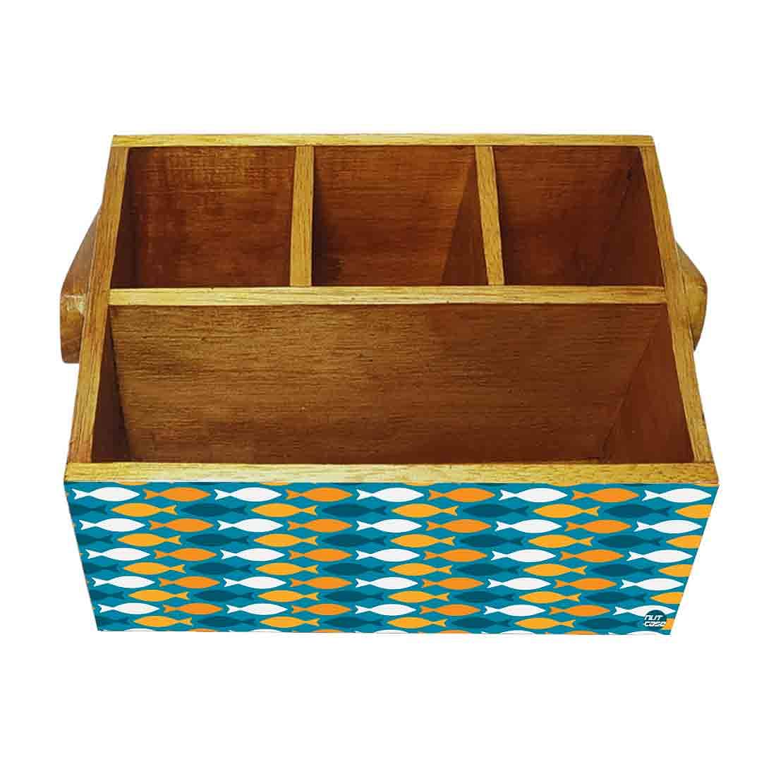 Cutlery Holder Cafe With Handle Forks Spoons Tissue Organizer - Fishes - Image 4