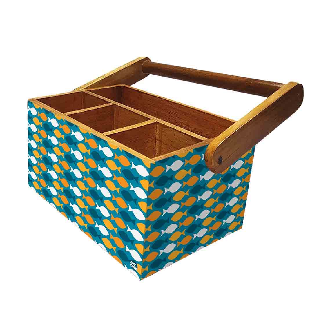 Cutlery Holder Cafe With Handle Forks Spoons Tissue Organizer - Fishes - Image 5