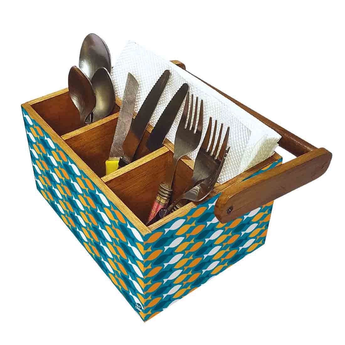 Cutlery Holder Cafe With Handle Forks Spoons Tissue Organizer - Fishes - Image 6