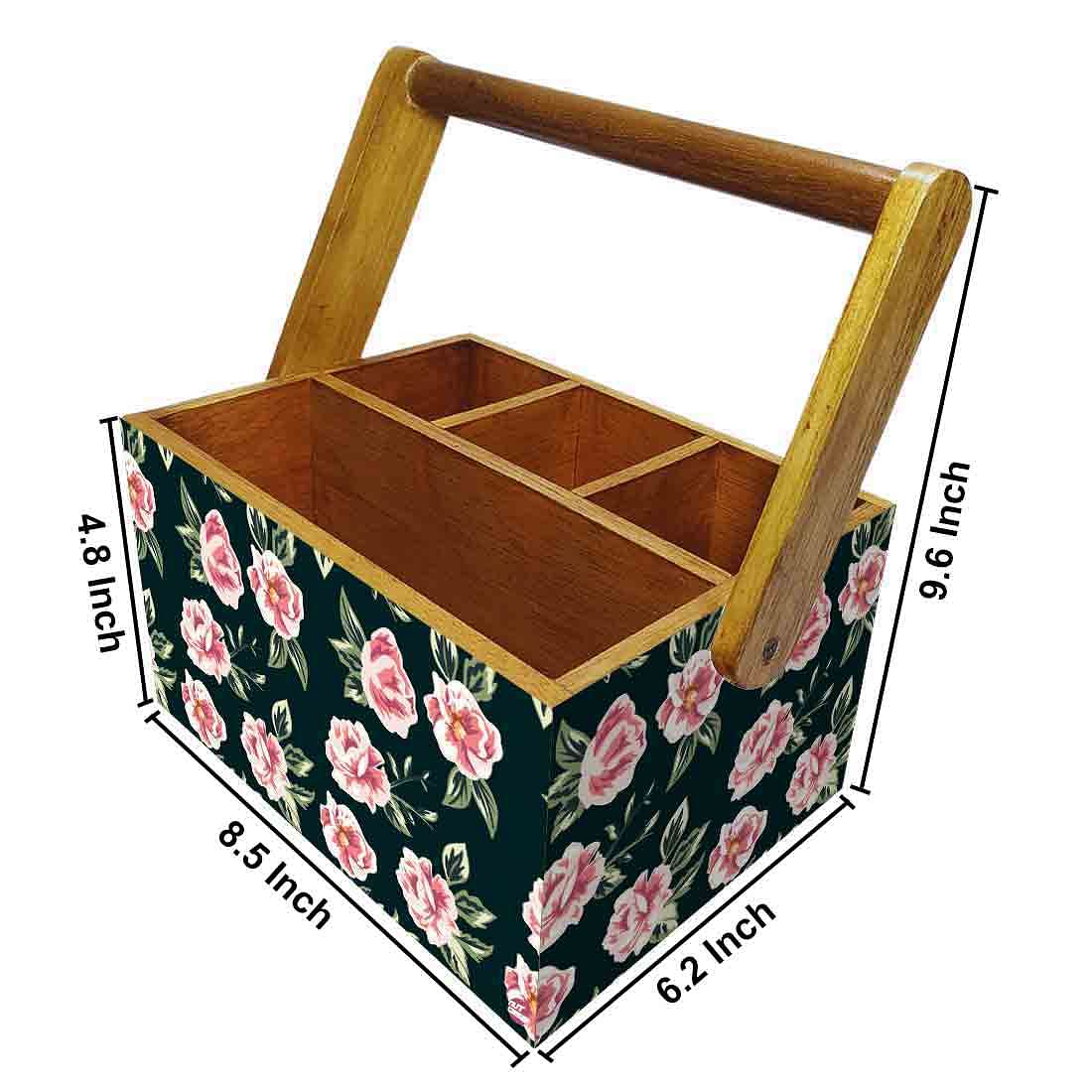 Restaurant Cutlery Holder with Handle Tissue Napkin Spoon Rack - Pink Rose - Image 3