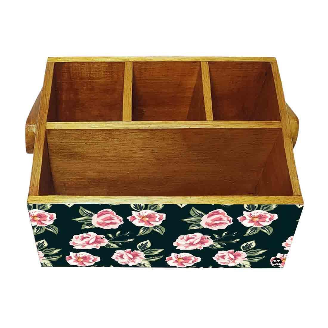 Restaurant Cutlery Holder with Handle Tissue Napkin Spoon Rack - Pink Rose - Image 4