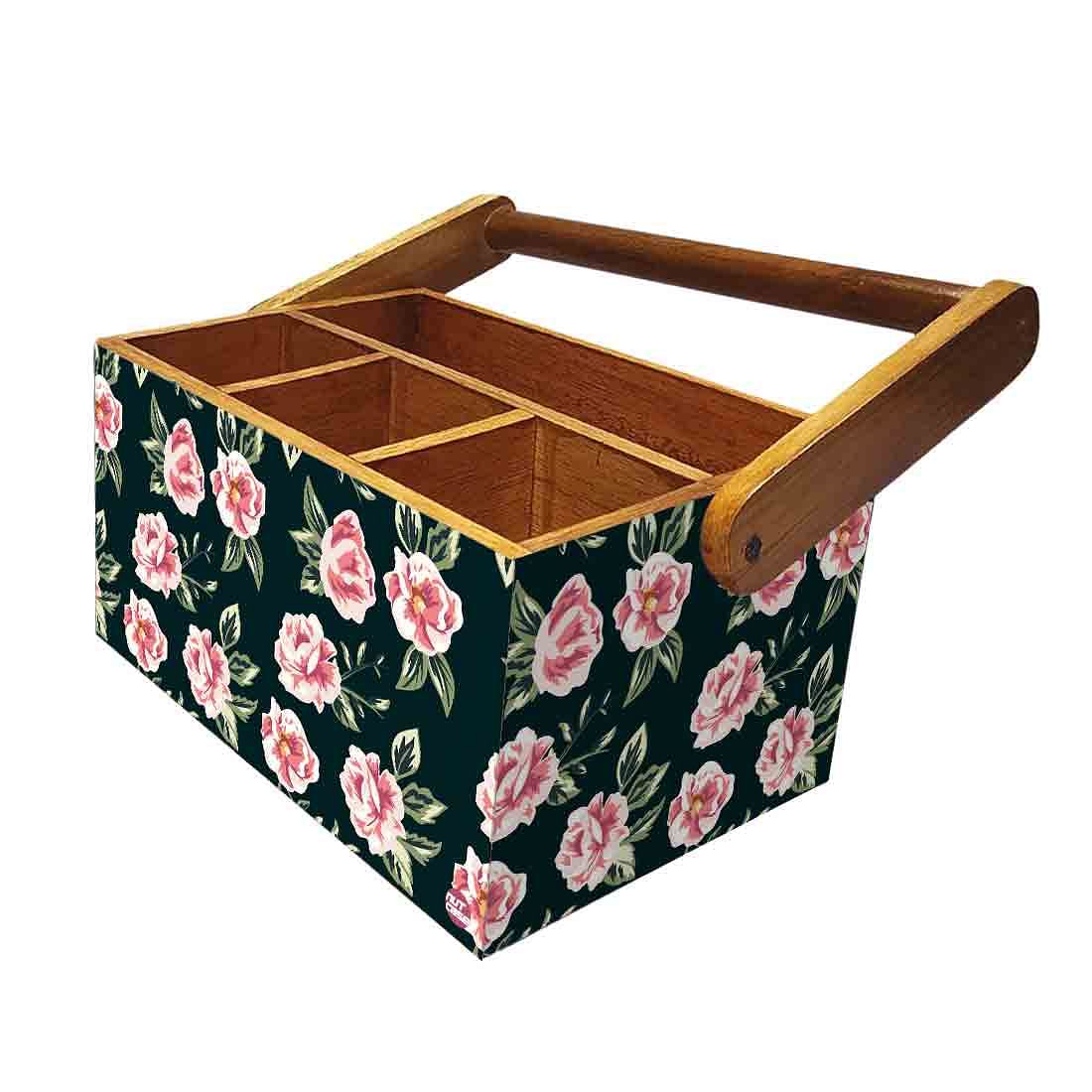 Restaurant Cutlery Holder with Handle Tissue Napkin Spoon Rack - Pink Rose - Image 5
