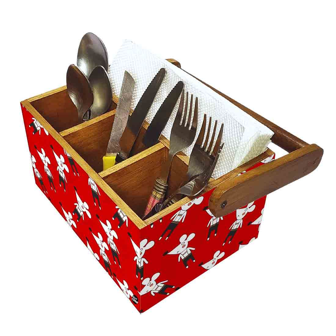 Cafe Cutlery Holder With Handle for Spoons Knives Tissue Organizer - Cool Micky - Image 6