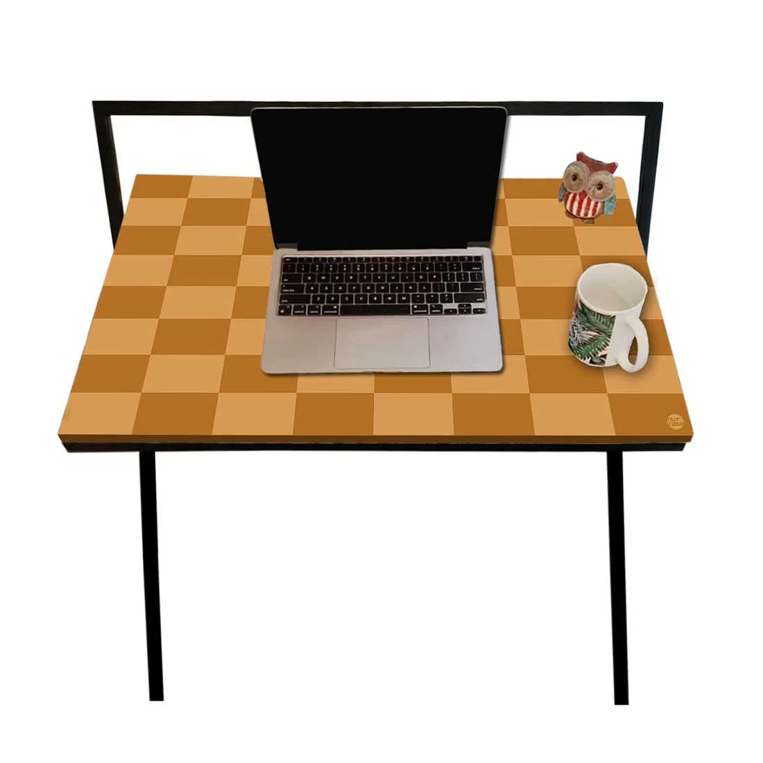 Study Table for Office Work Foldable Writing Desk-Brown Chess - Image 3