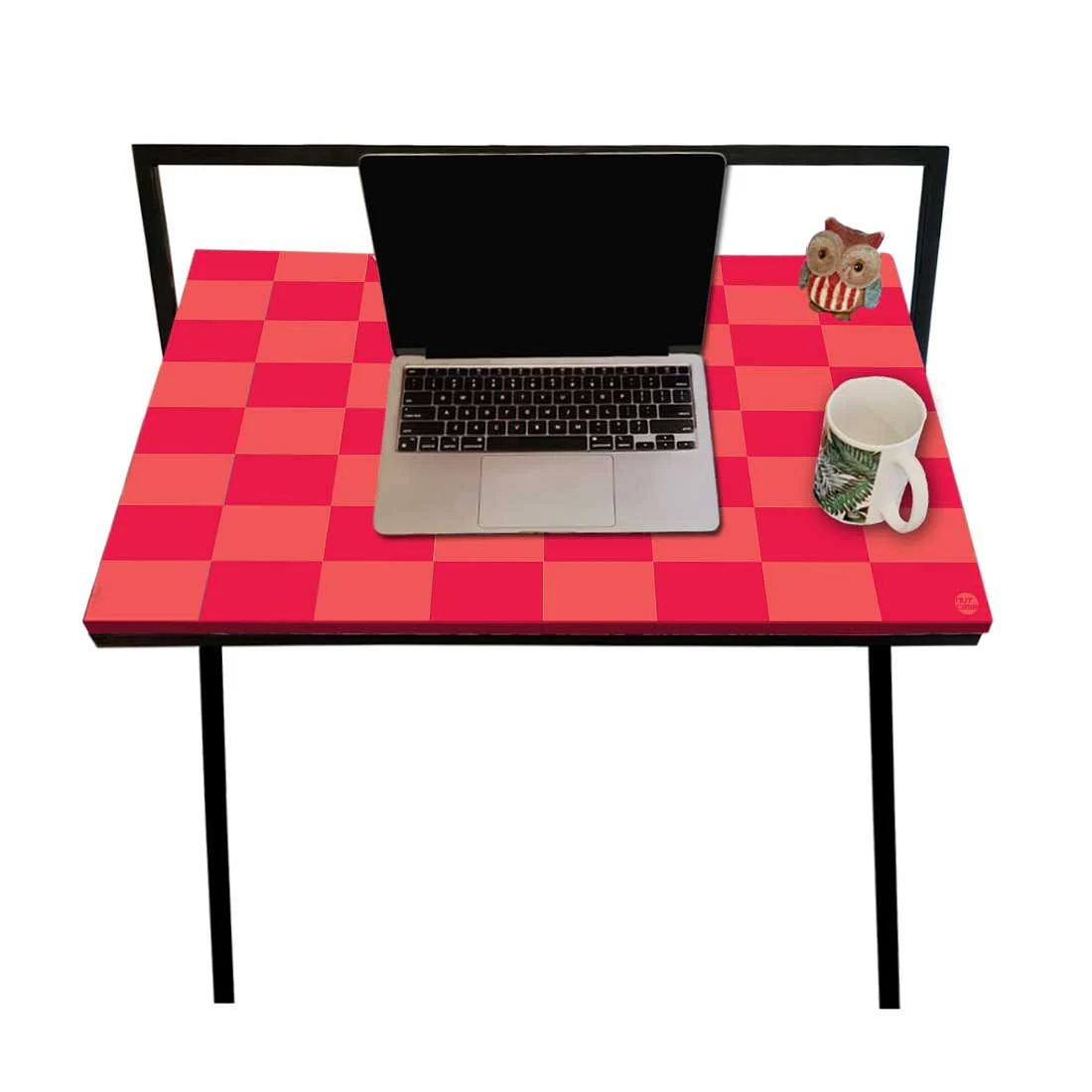 Foldable Small Computer Table for Work Desk - Pink Chess - Image 3