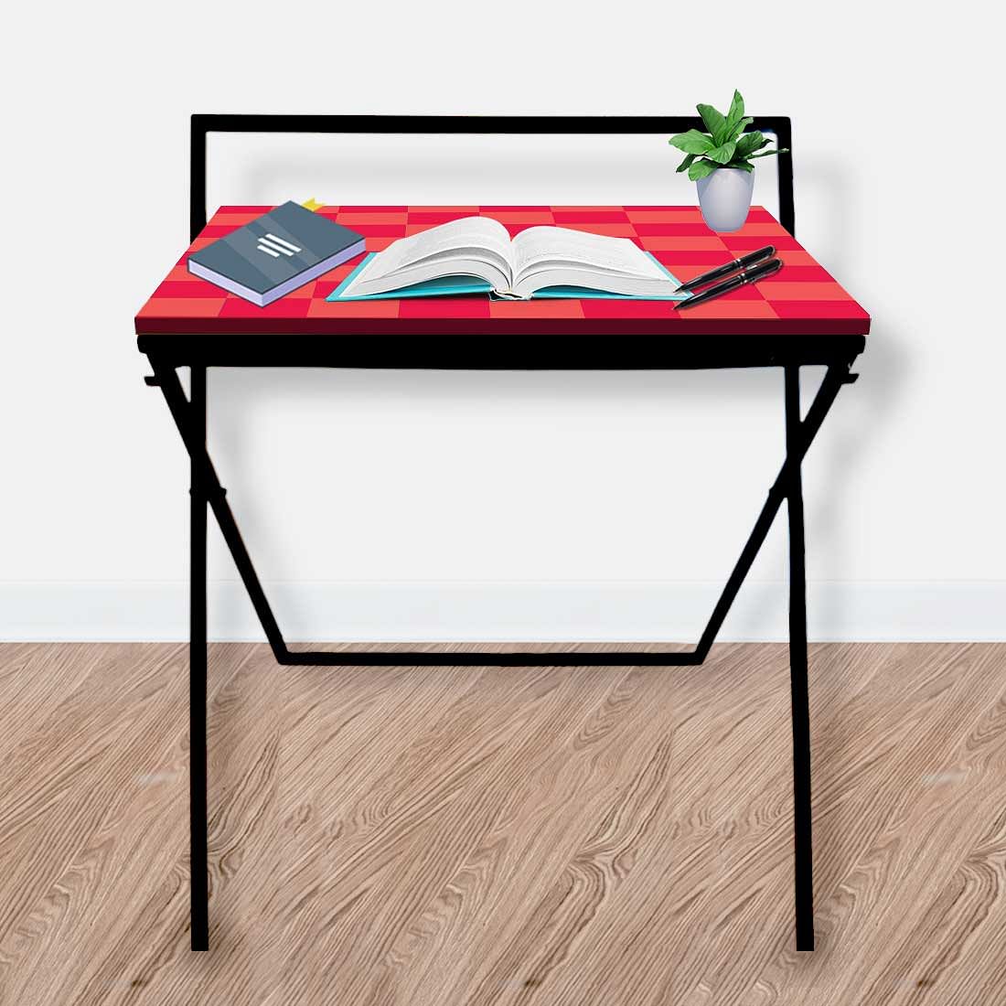 Foldable Small Computer Table for Work Desk - Pink Chess - Image 5