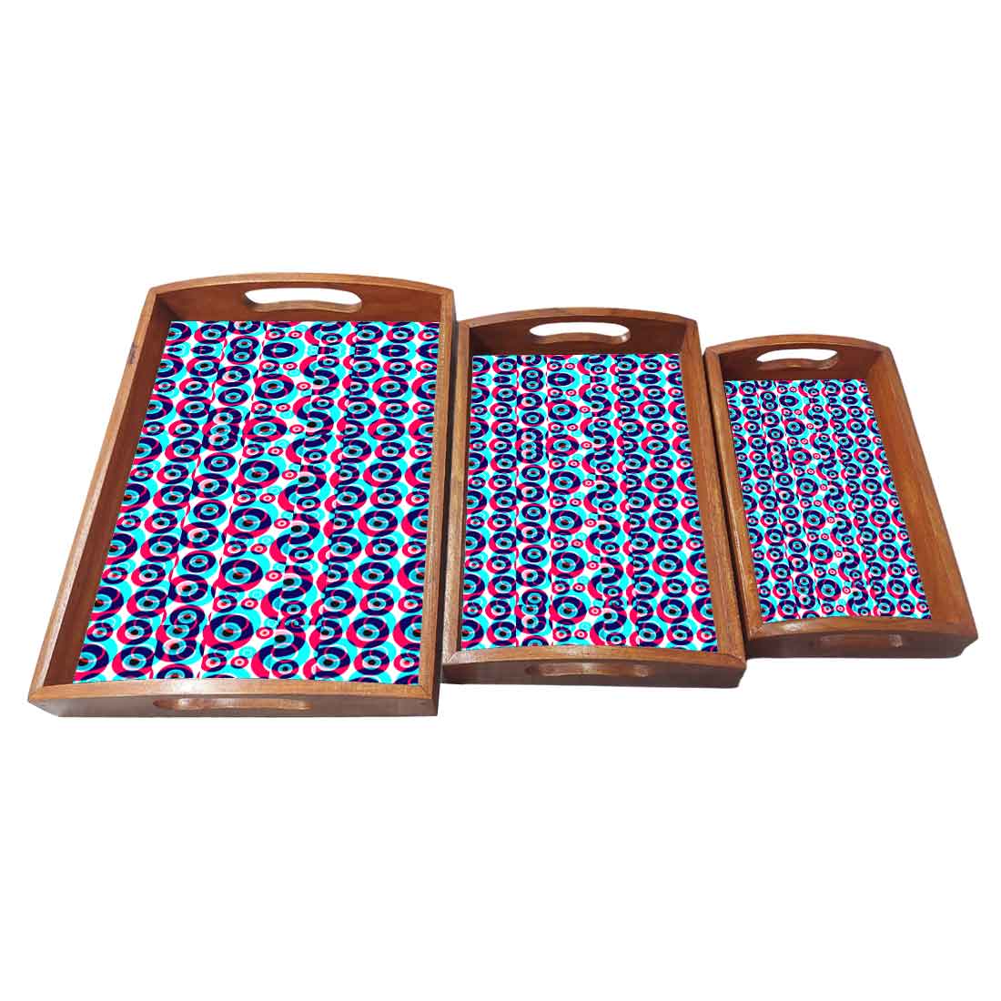 Wooden Designer Serving Trays Set of 3 for Kitchen Use Evil Eye - Image 4