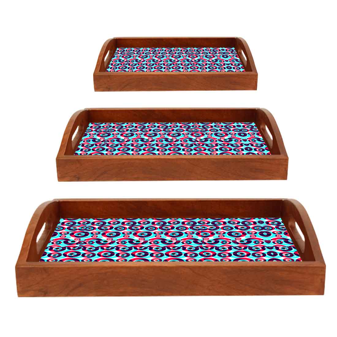 Wooden Designer Serving Trays Set of 3 for Kitchen Use Evil Eye - Image 6