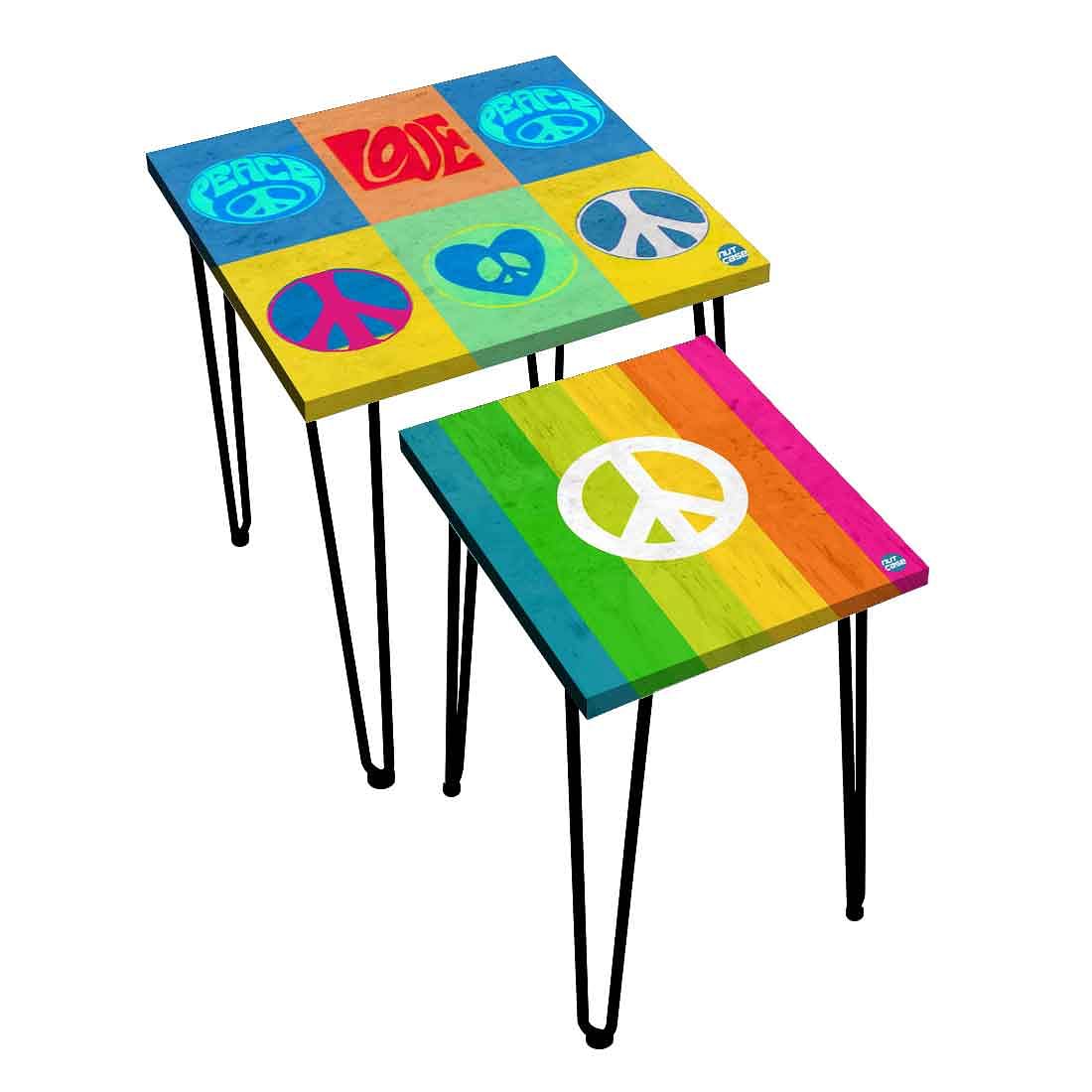 Modern Nest of 2 Side Table for Bedroom Balcony Decor - Peace Art