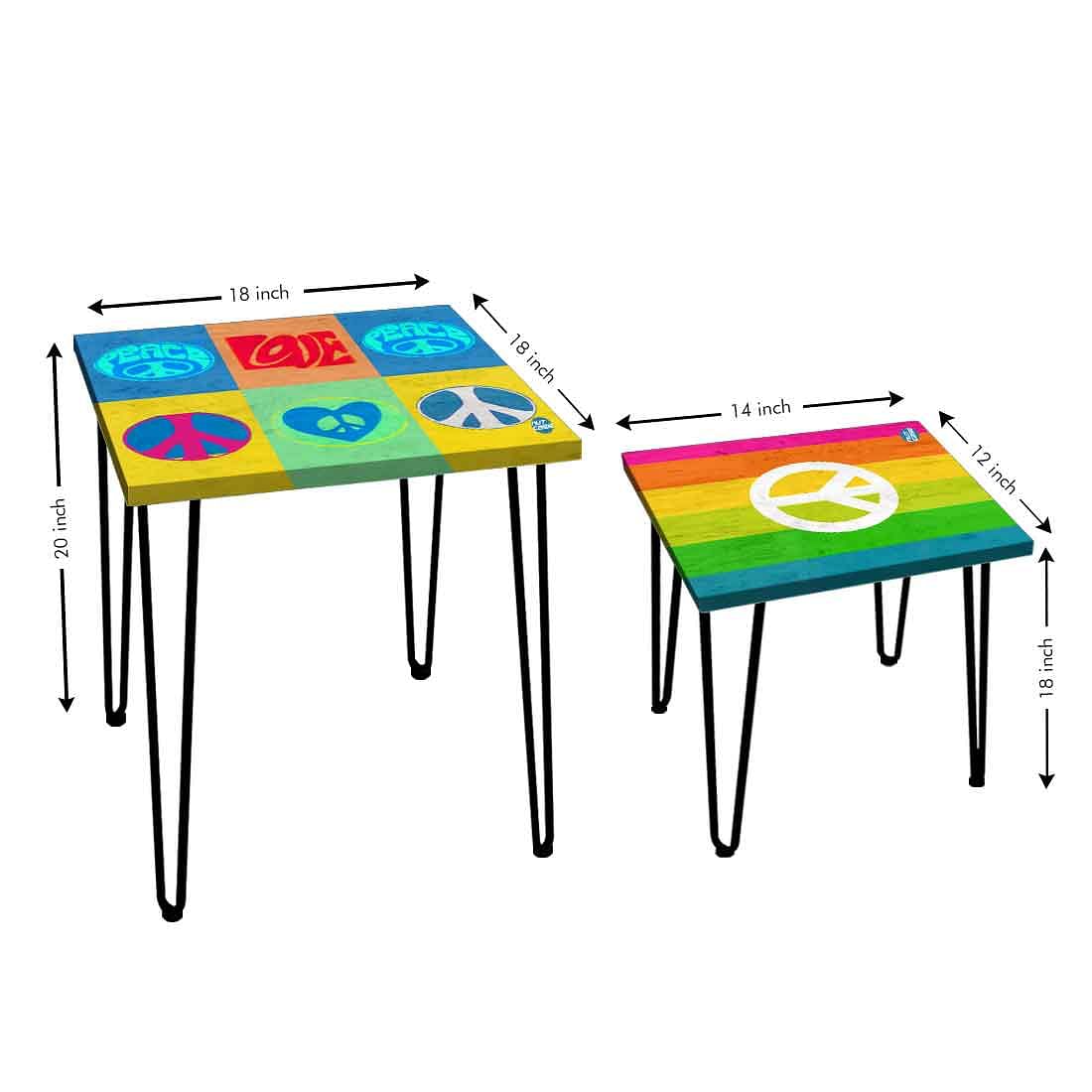 Modern Nest of 2 Side Table for Bedroom Balcony Decor - Peace Art - Image 3