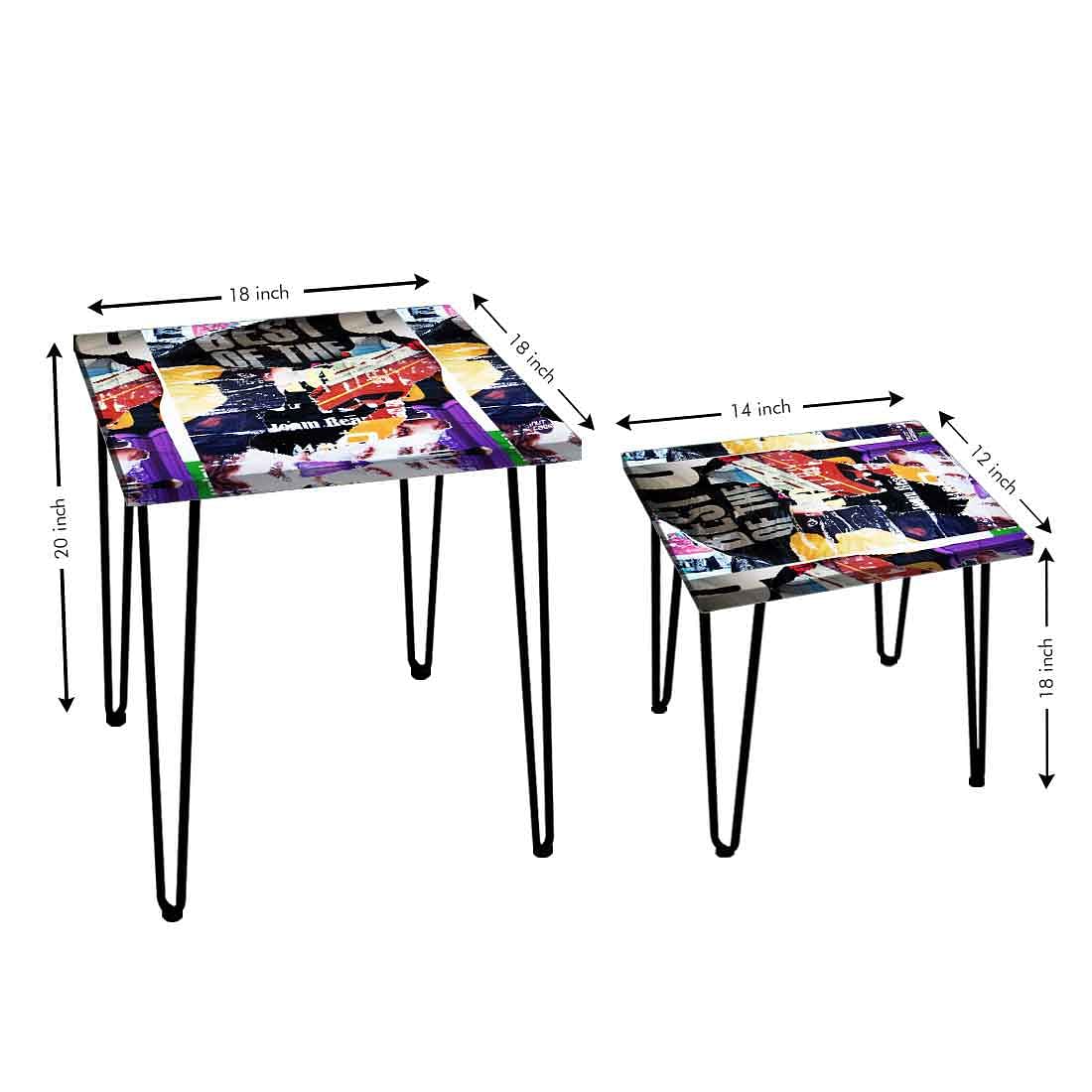 Nesting Coffee Table Nest of 2 for Living Room Bedroom - Grunge Look - Image 3