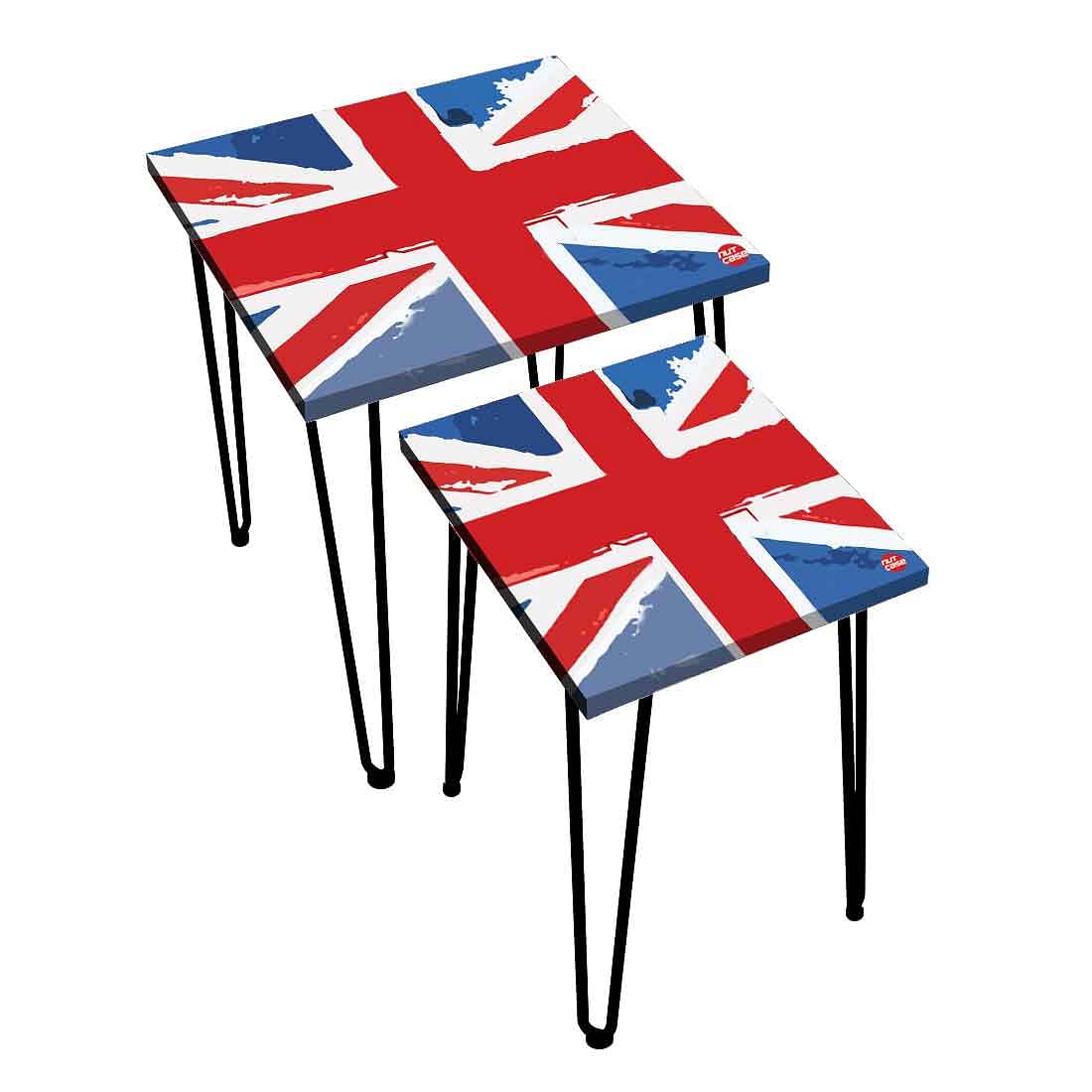 Designer Nest of 2 Tables Side Coffee Table for Living Room - Flag - Image 3
