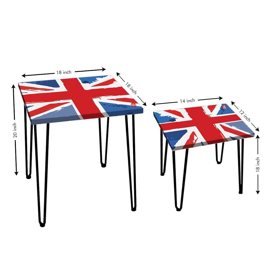 Designer Nest of 2 Tables Side Coffee Table for Living Room - Flag - Image 4