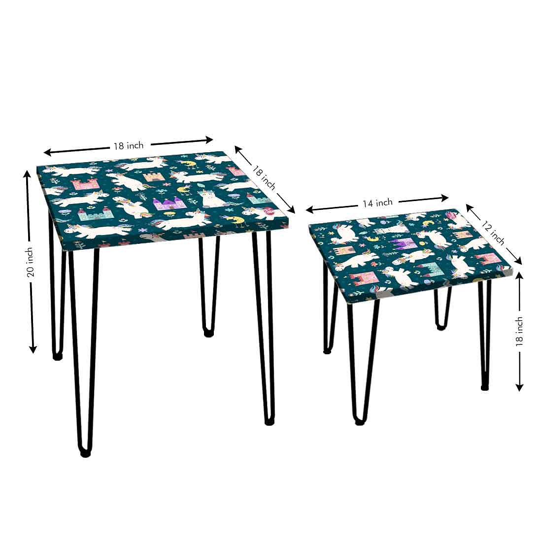 Modern Nest of Tables Set of 2 Nesting Table for Living Room - Unicorns - Image 3