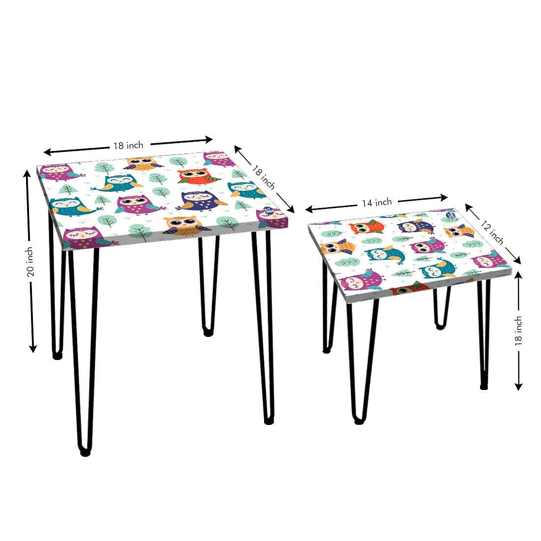 Nesting Side Table Set of 2 for Living Room Home Decor - Cute Owl - Image 3
