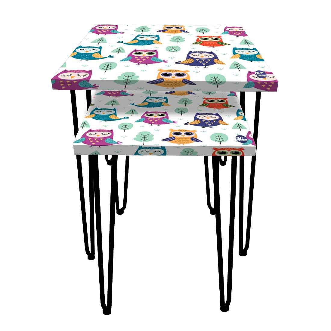 Nesting Side Table Set of 2 for Living Room Home Decor - Cute Owl - Image 4