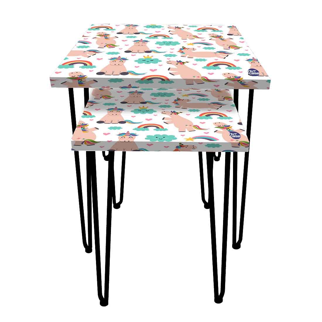 Designer Nest of Tables Side Table for Living Room Balcony - Unicorns Cloud - Image 2