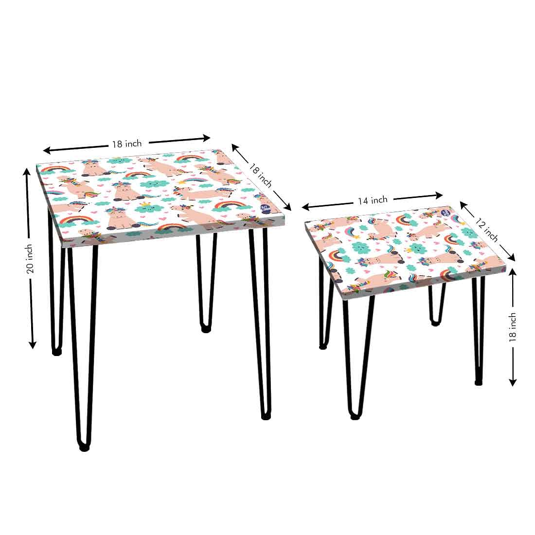 Designer Nest of Tables Side Table for Living Room Balcony - Unicorns Cloud - Image 4