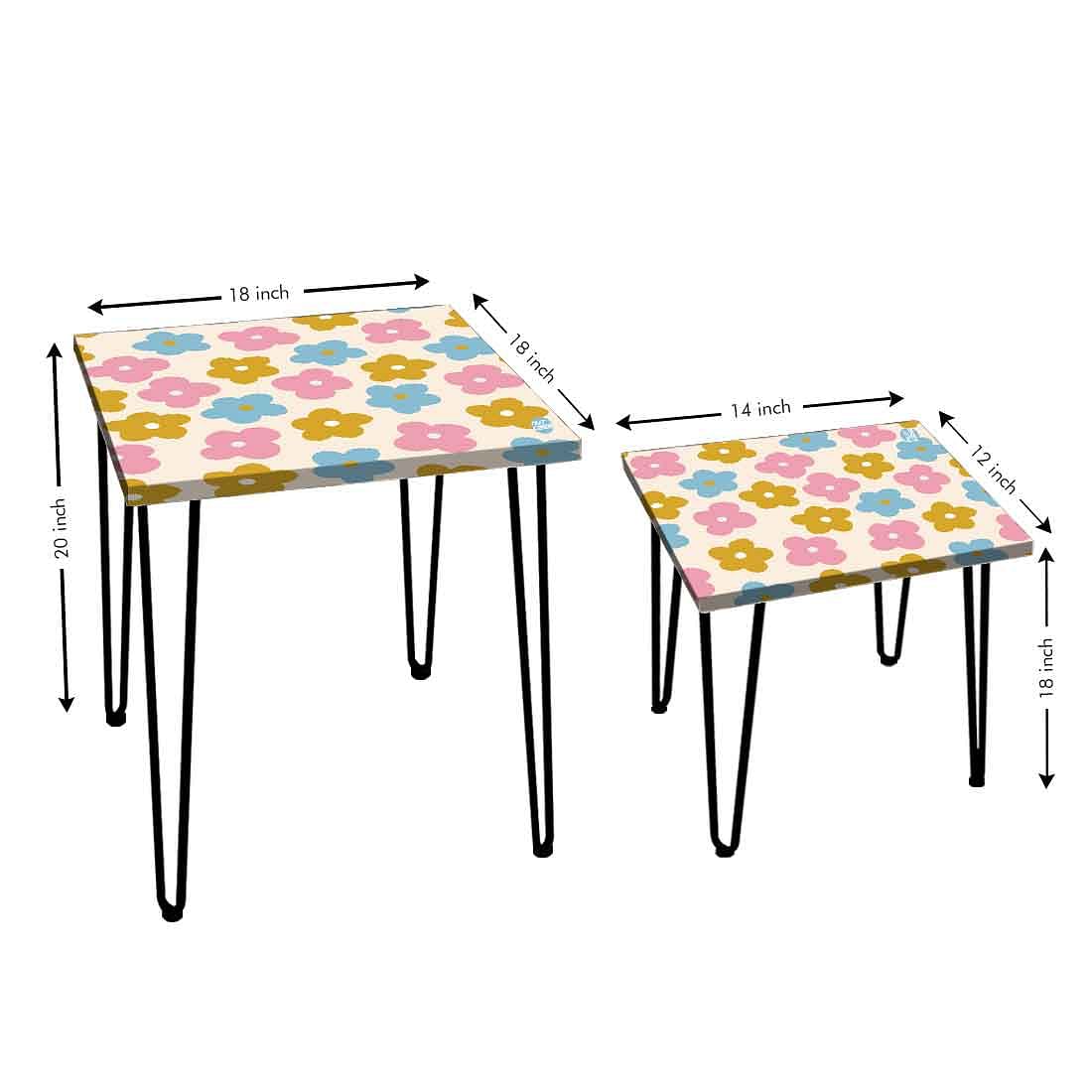Designer Nesting End Tables Modern Decor Side Table for Home - Colorful Flower - Image 4