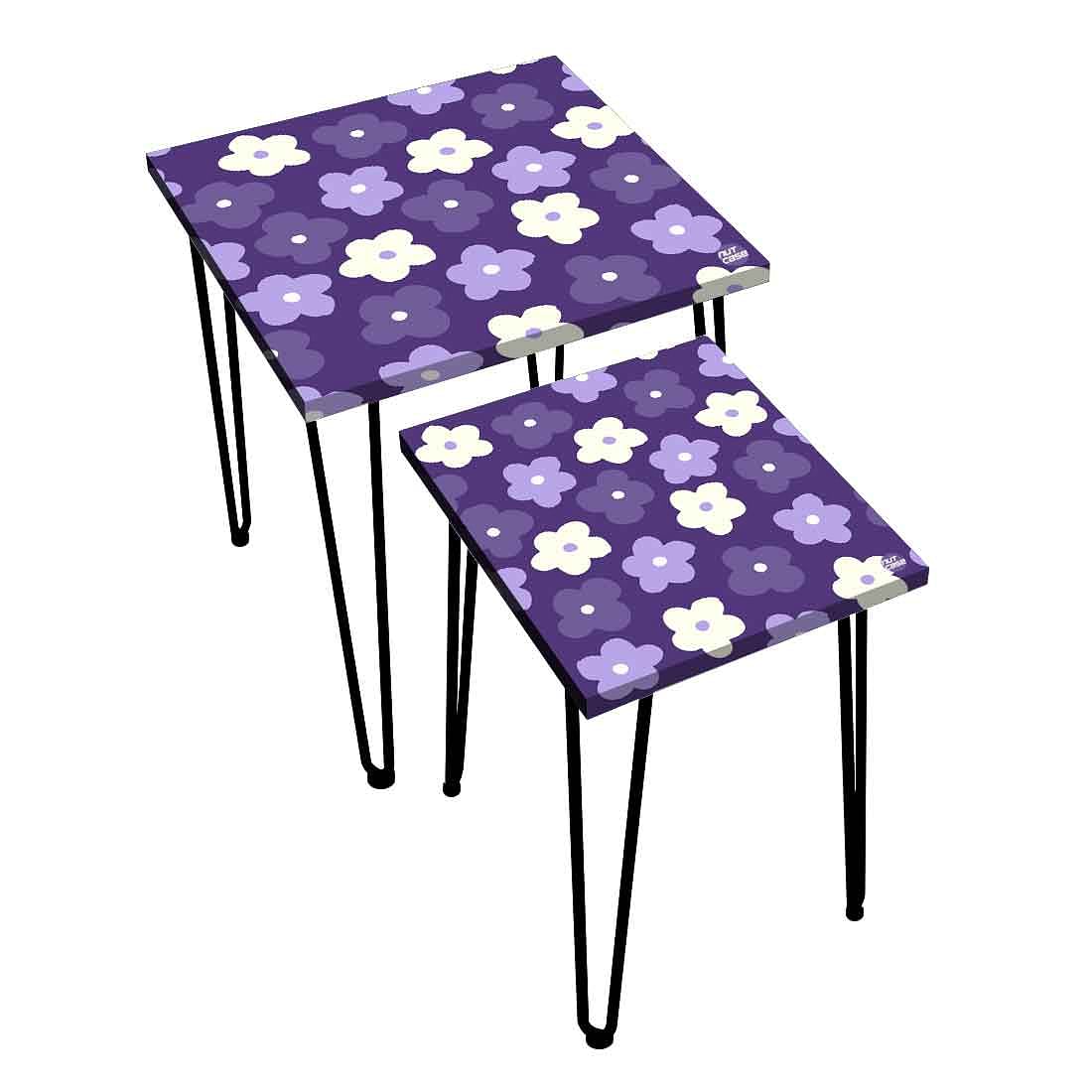 Nesting Coffee End Tables Modern Decor Side Table for Home and Office - Flower