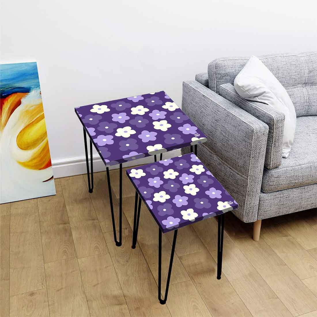 Nesting Coffee End Tables Modern Decor Side Table for Home and Office - Flower - Image 2