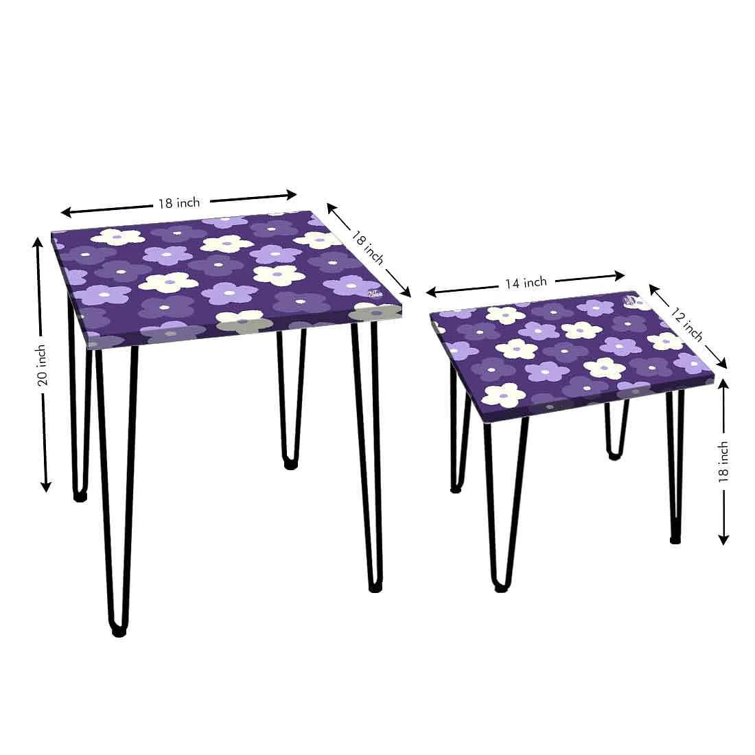 Nesting Coffee End Tables Modern Decor Side Table for Home and Office - Flower - Image 3