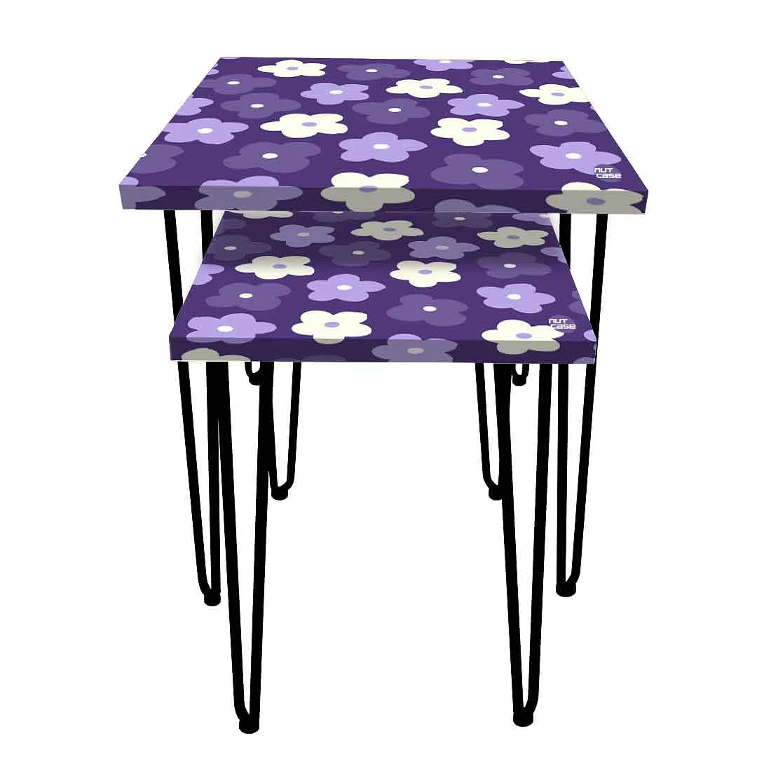 Nesting Coffee End Tables Modern Decor Side Table for Home and Office - Flower - Image 4