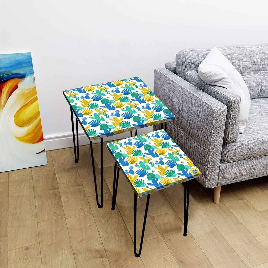 Nesting Tables Set of 2 for Living Room & Office Decor - Cactus Plant - Image 2