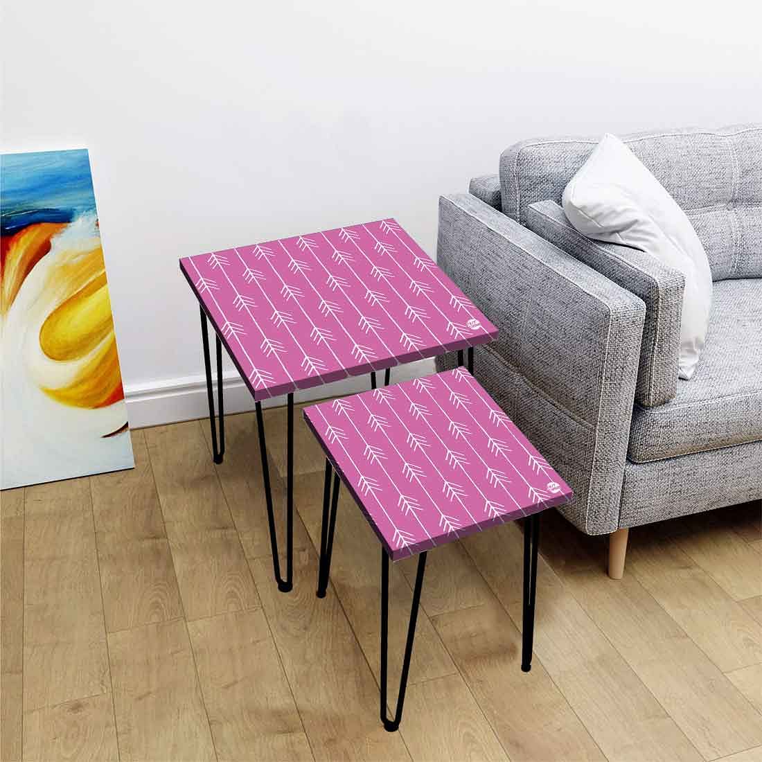 Multi-purpose Set Of 2 Metal Nest of Tables for Home and Outdoor - Purple Arrow End - Image 2