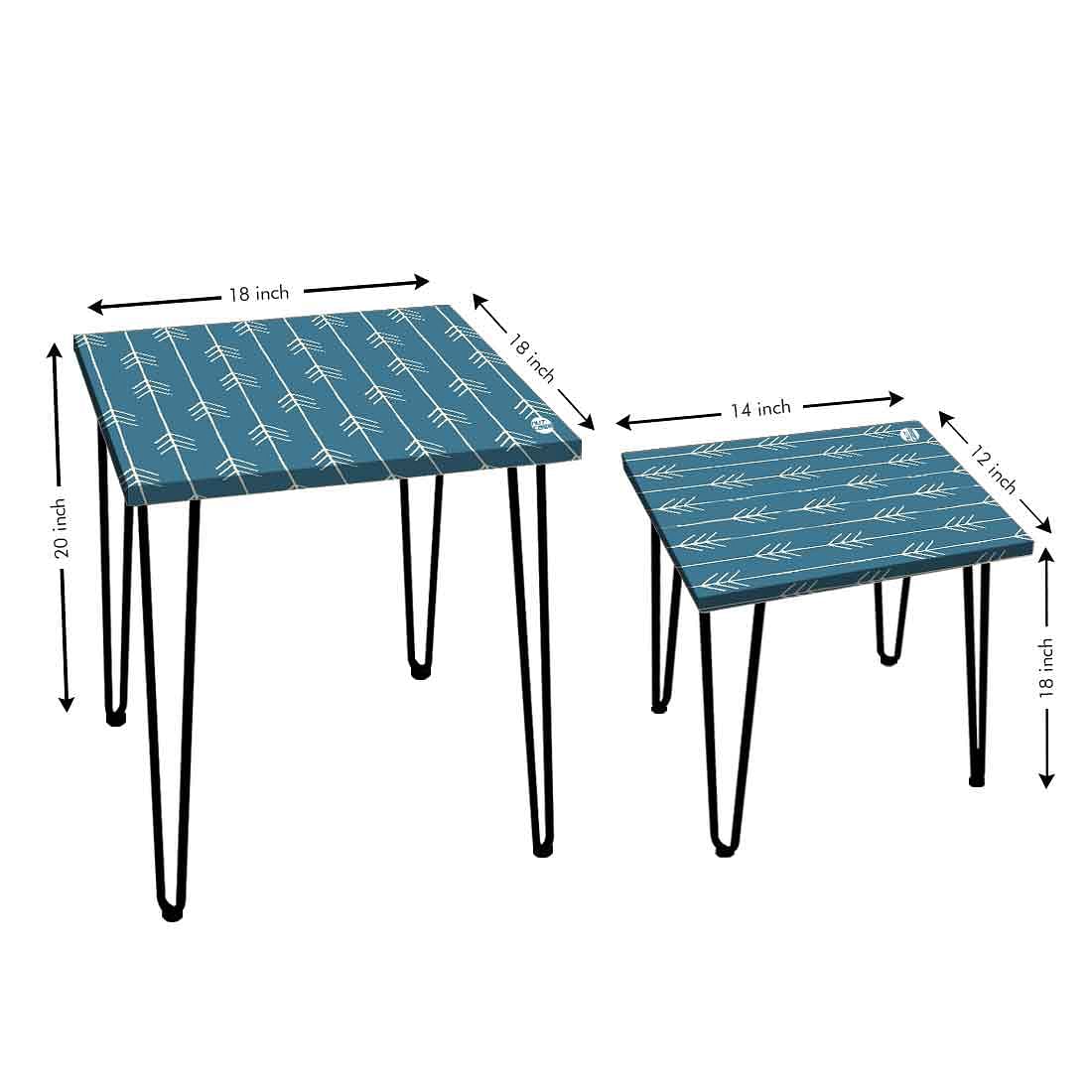 Square Nesting Coffee Tables Set Of 2 for Home and Office - Blue Arrow End - Image 3