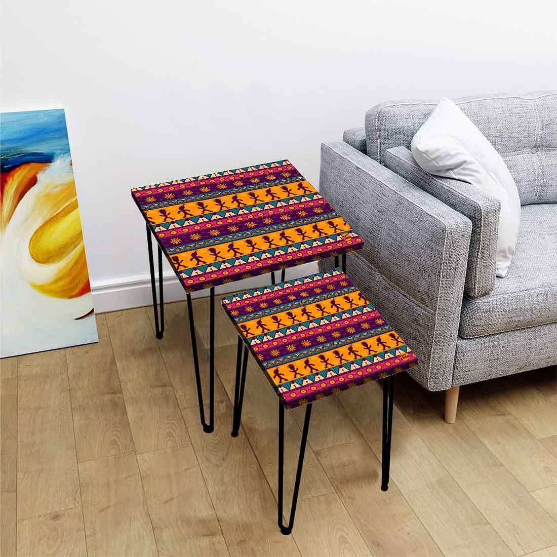 Decorative Nesting Tables Set Of 2 -  Aztec Orange