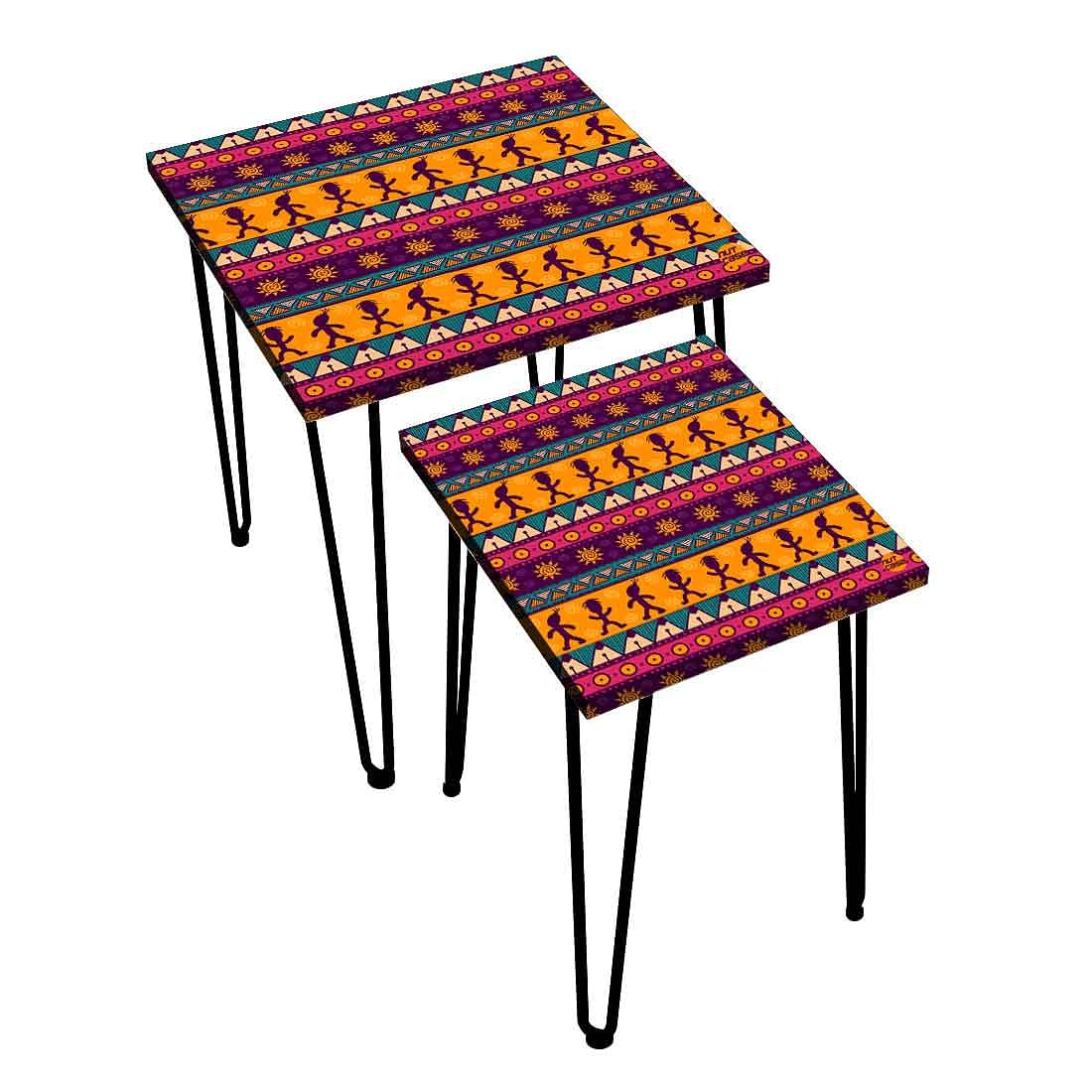 Decorative Nesting Tables Set Of 2 -  Aztec Orange - Image 3