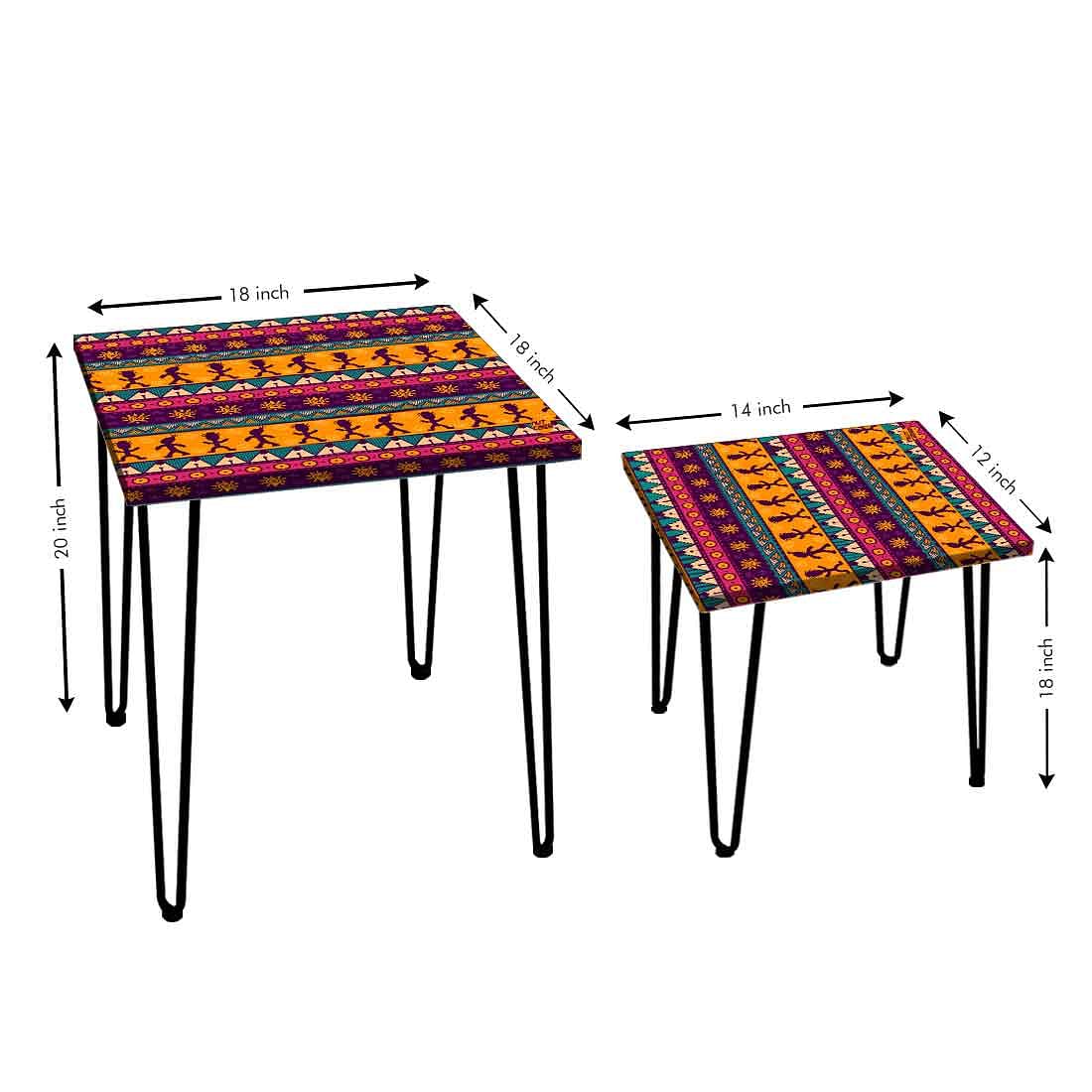 Decorative Nesting Tables Set Of 2 -  Aztec Orange - Image 4