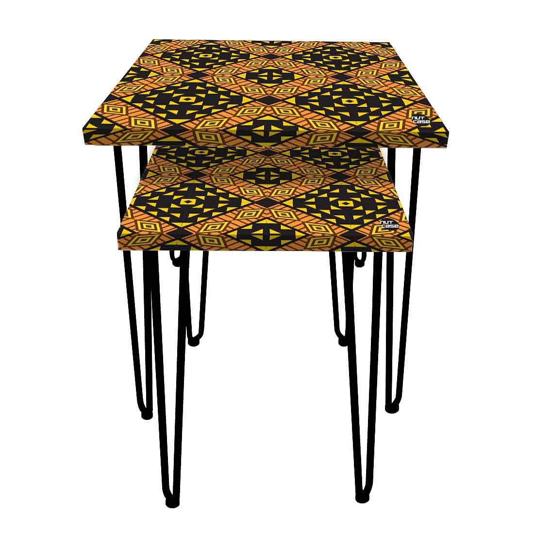 Square Nesting Coffee Table Set of 2 - Diamond Ethnic - Image 4
