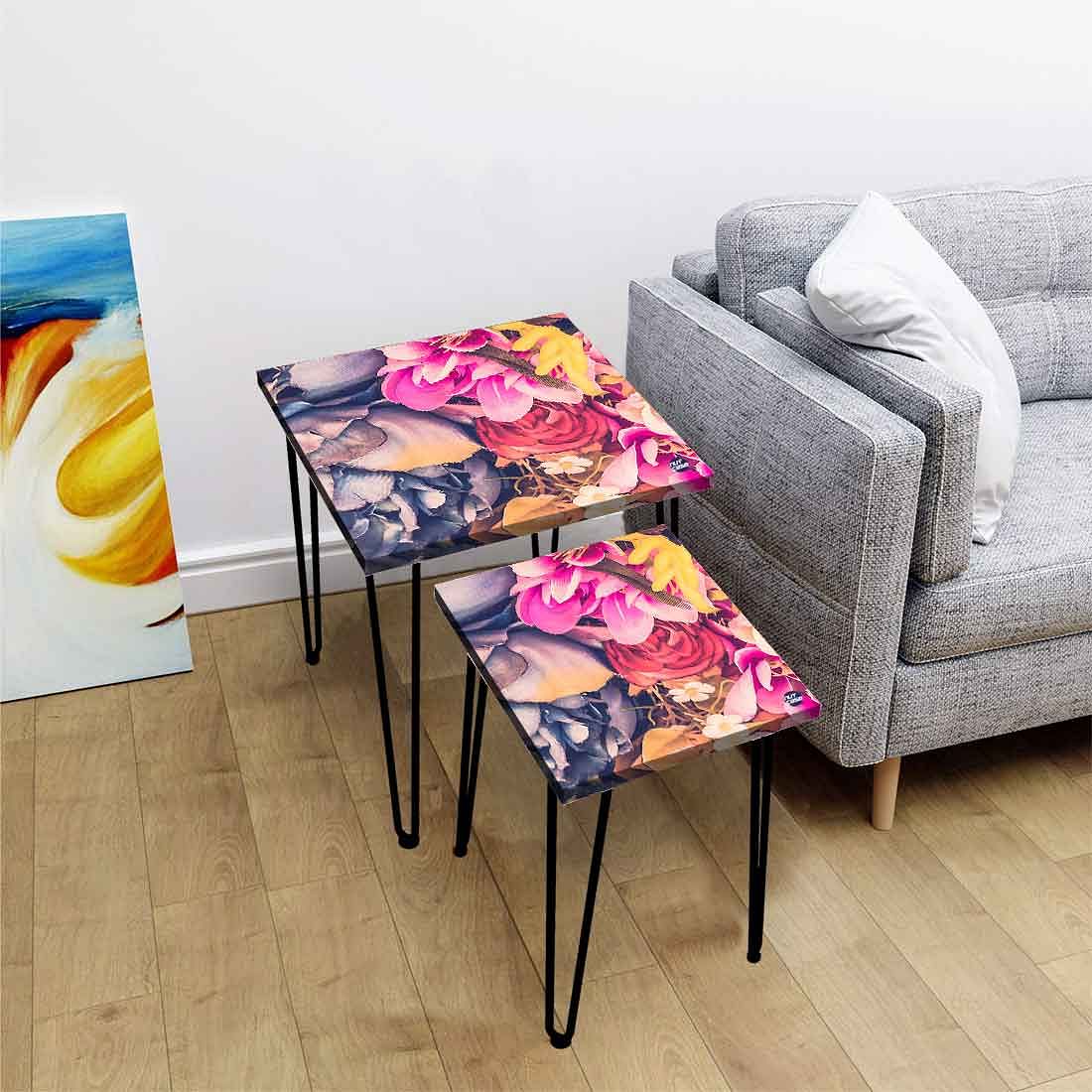 Nesting Side Table Set of 2 in a Floral Design Online in India - Image 2