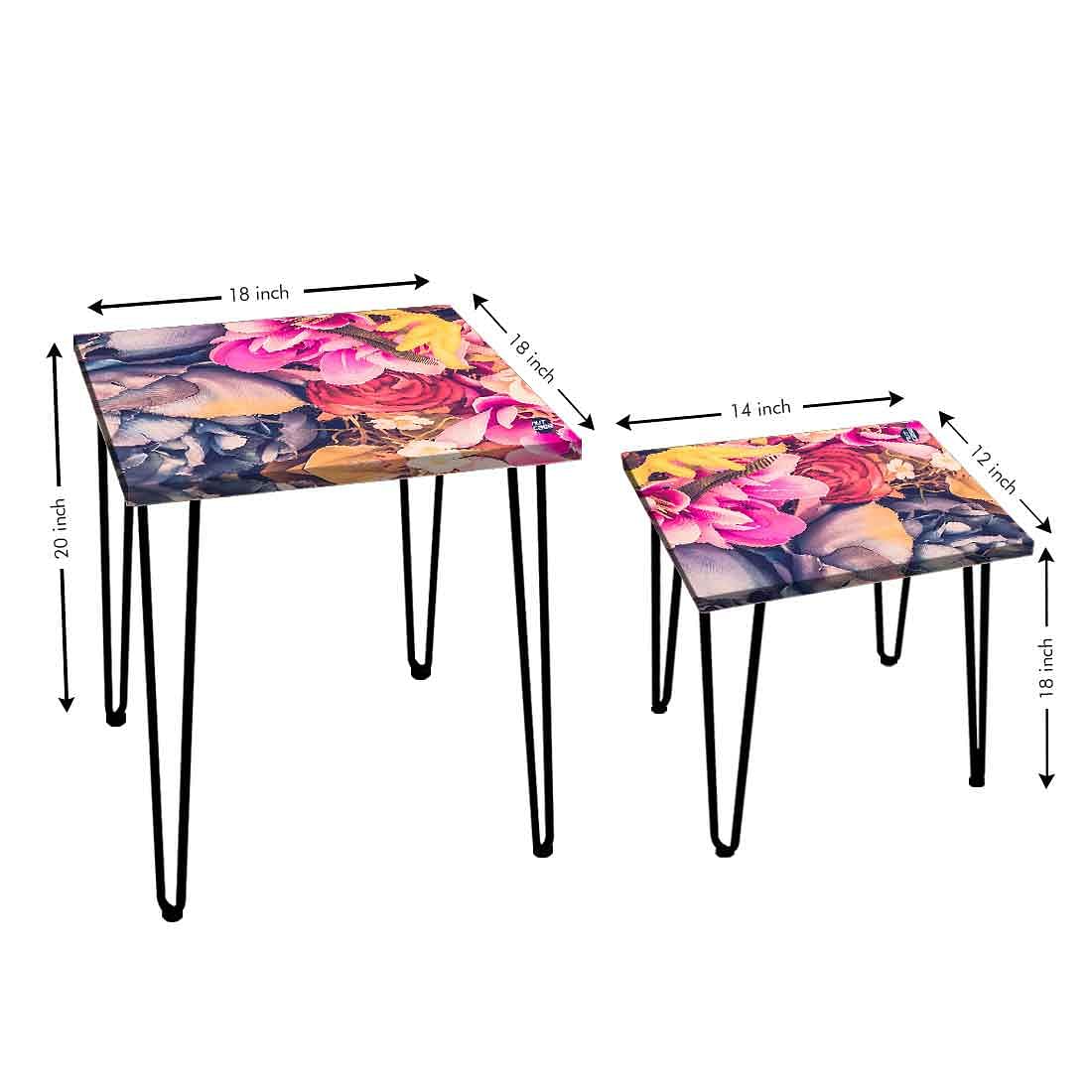 Nesting Side Table Set of 2 in a Floral Design Online in India - Image 3