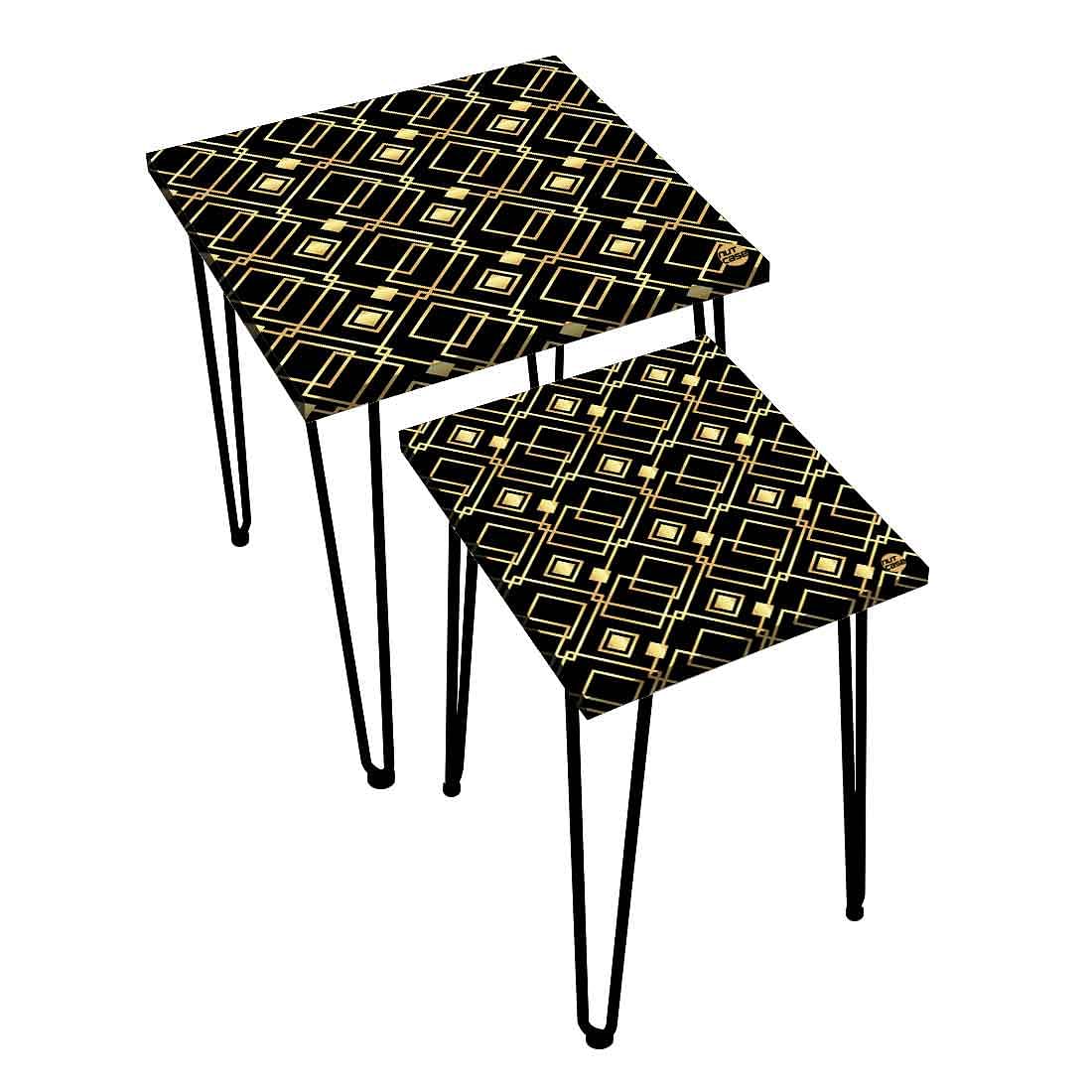 Set of 2 Nesting Tables for Patio Outdoor Home and Office - Geometric