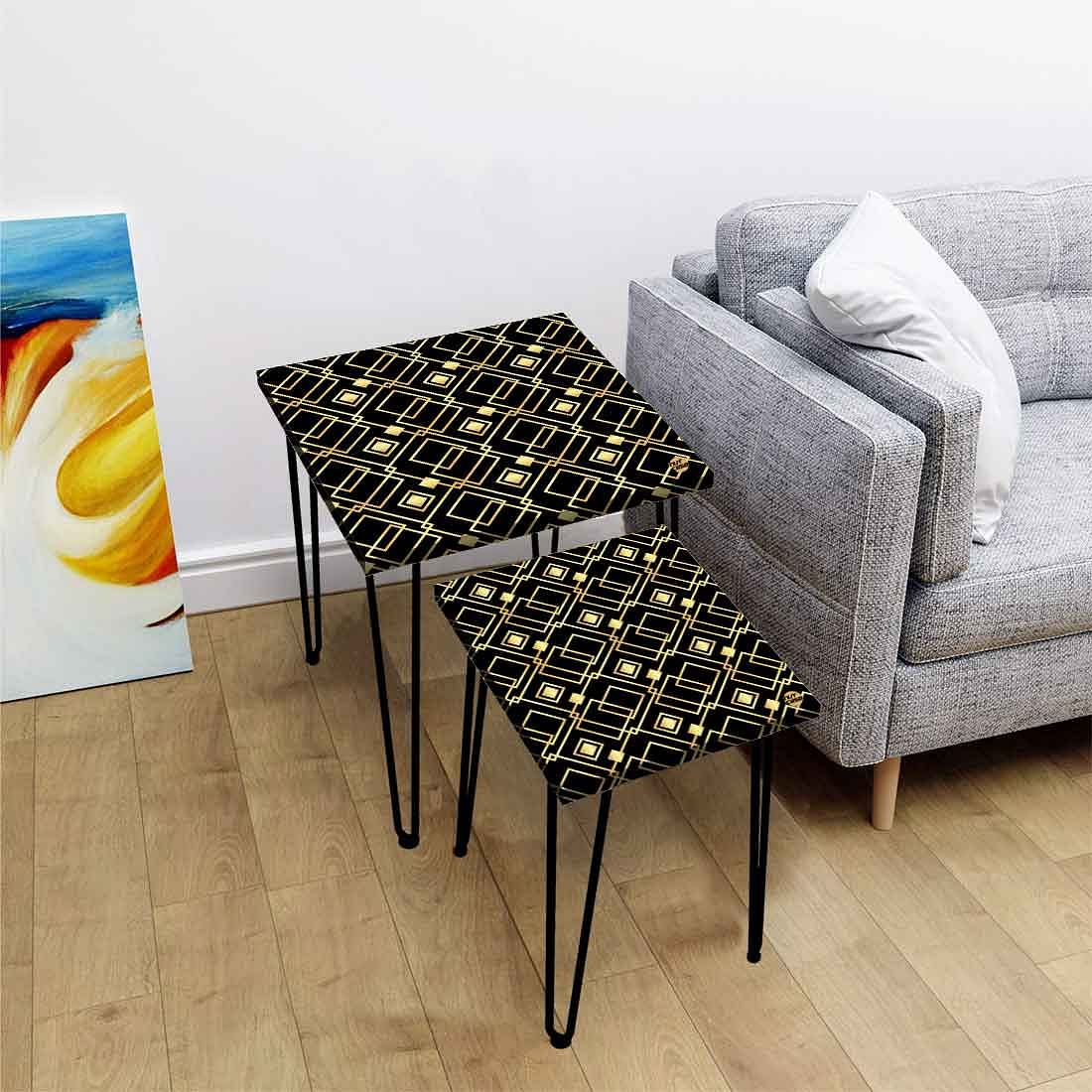 Set of 2 Nesting Tables for Patio Outdoor Home and Office - Geometric - Image 2