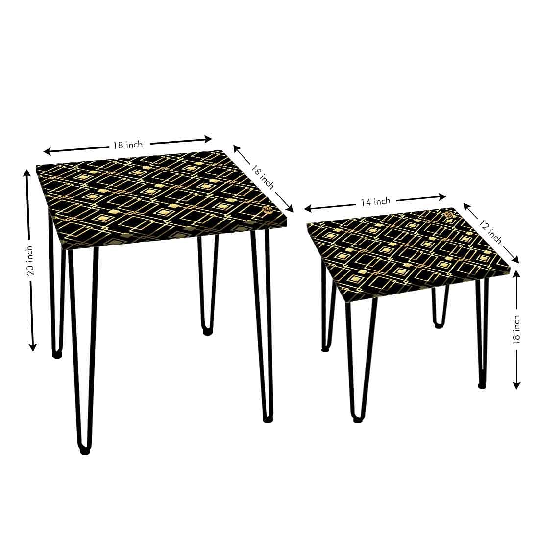 Set of 2 Nesting Tables for Patio Outdoor Home and Office - Geometric - Image 3