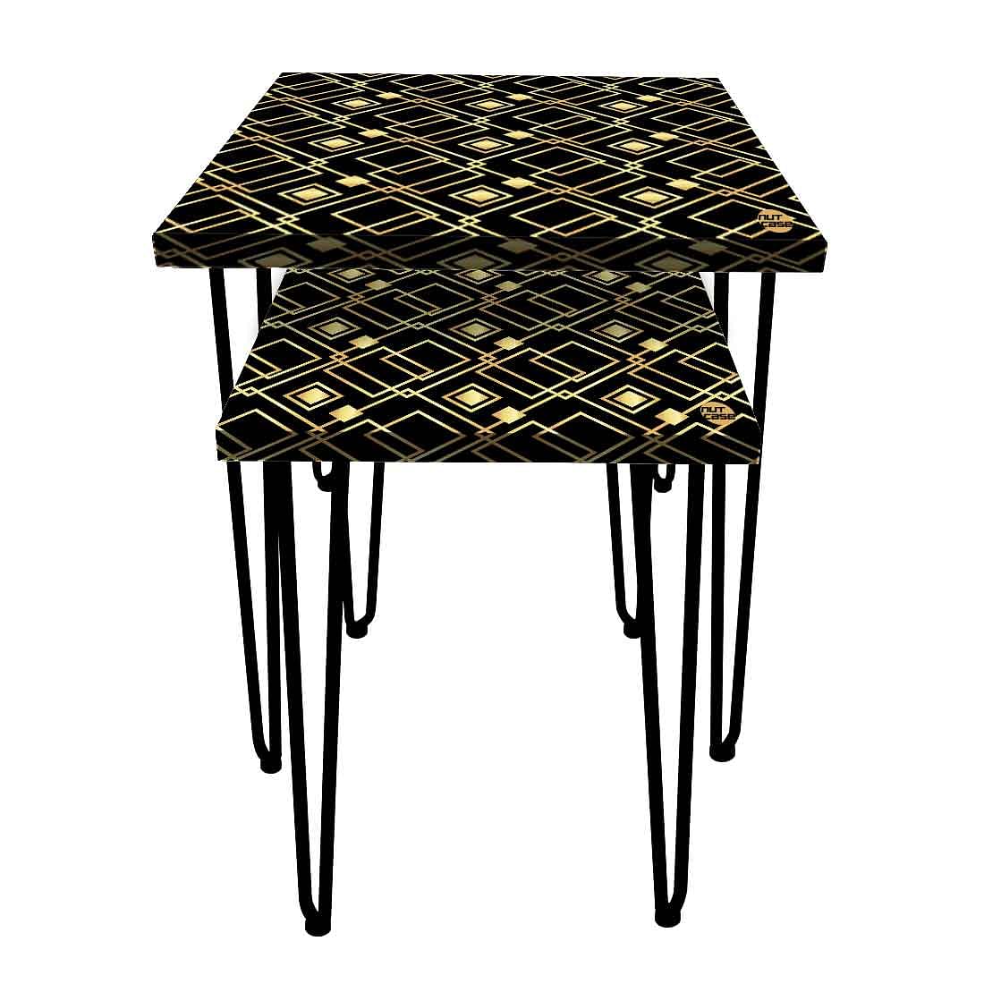 Set of 2 Nesting Tables for Patio Outdoor Home and Office - Geometric - Image 4